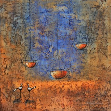 birds and bowl textured Oil Paintings
